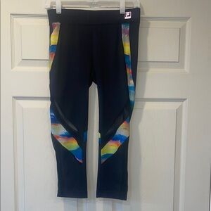 Fila Women’s Black Running Leggings with Rainbow Accents